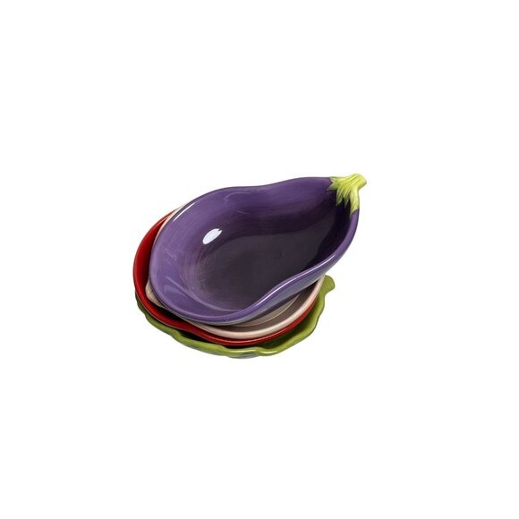 Pottery Barn Garden Pasta Bowls Vegetables Eggplant Tomato Onion Avocado 4pc - Picture 4 of 4